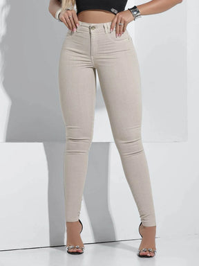 CALÇA CINTURA ALTA COLOR EMPINA BUMBUM COM ELASTANO