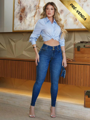CONJUNTO CROPPED + CALÇA FEMININA SKINNY MODELADORA